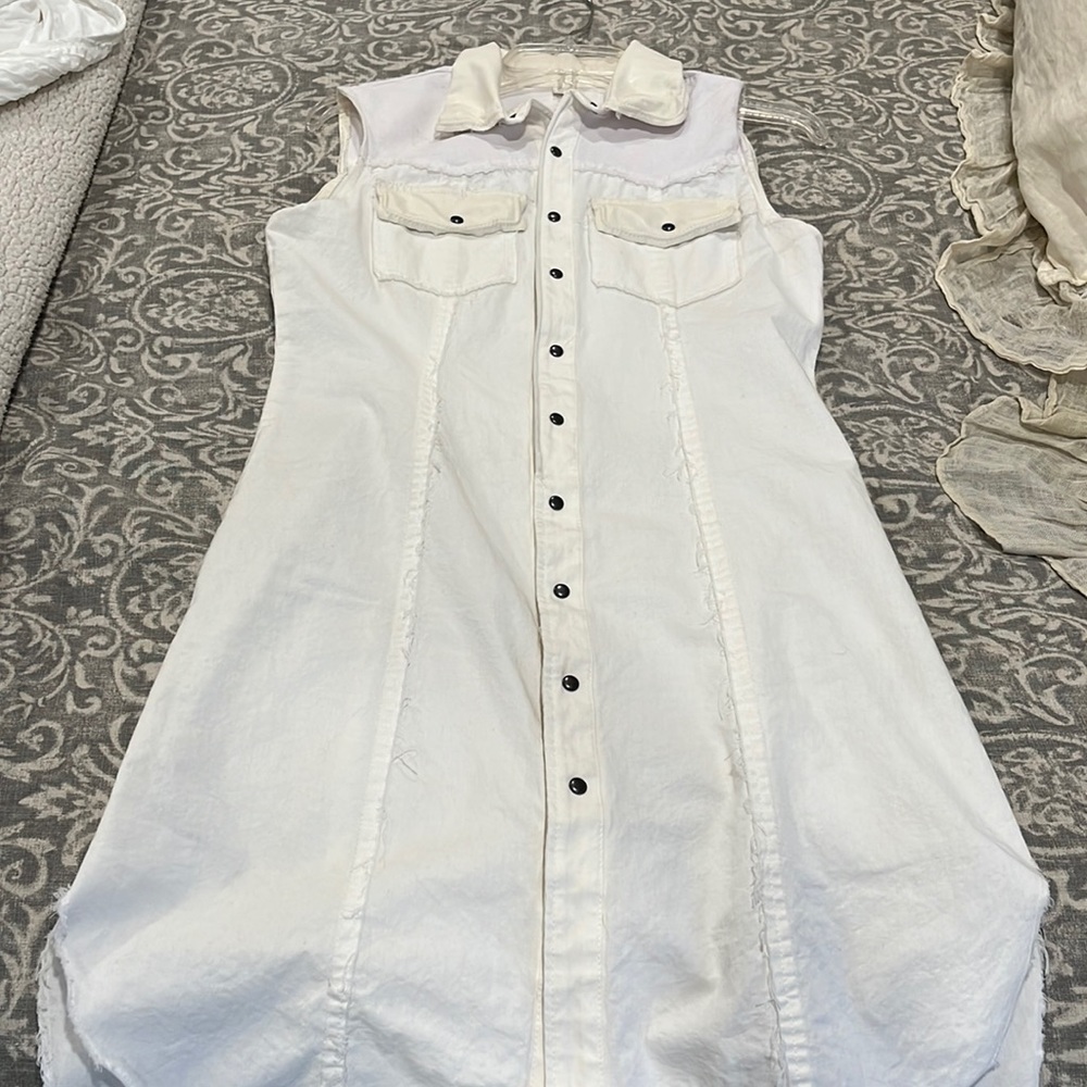 Jakett New York Shirt Dress S with Frayed Hem